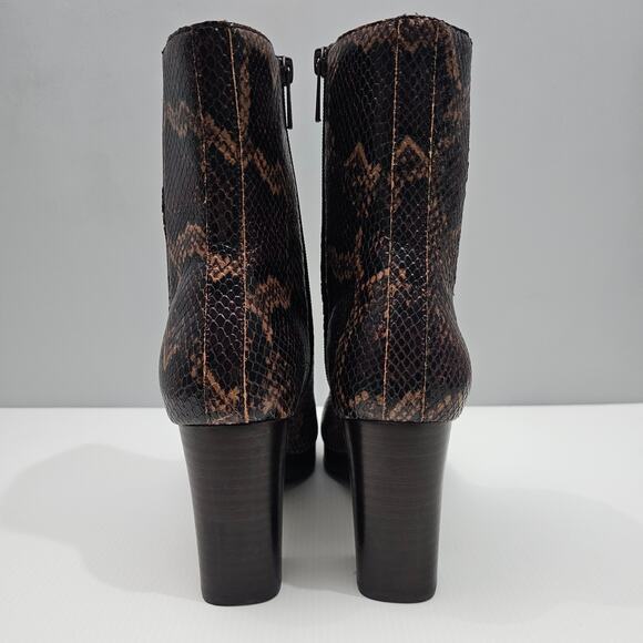 NEW Donald Pliner Zelda Ankle Bootie Size 8.5 Brown Snake Print Leather Chelsea - Picture 8 of 15